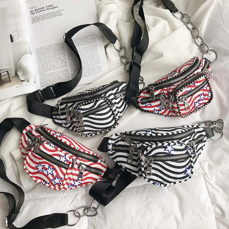 

Tuladuo Fashion Chain Fanny Pack Waist Bag Shoulder Chest Bag Bananka Waterproof Antitheft Women Walking Shopping Belly Belt Bag