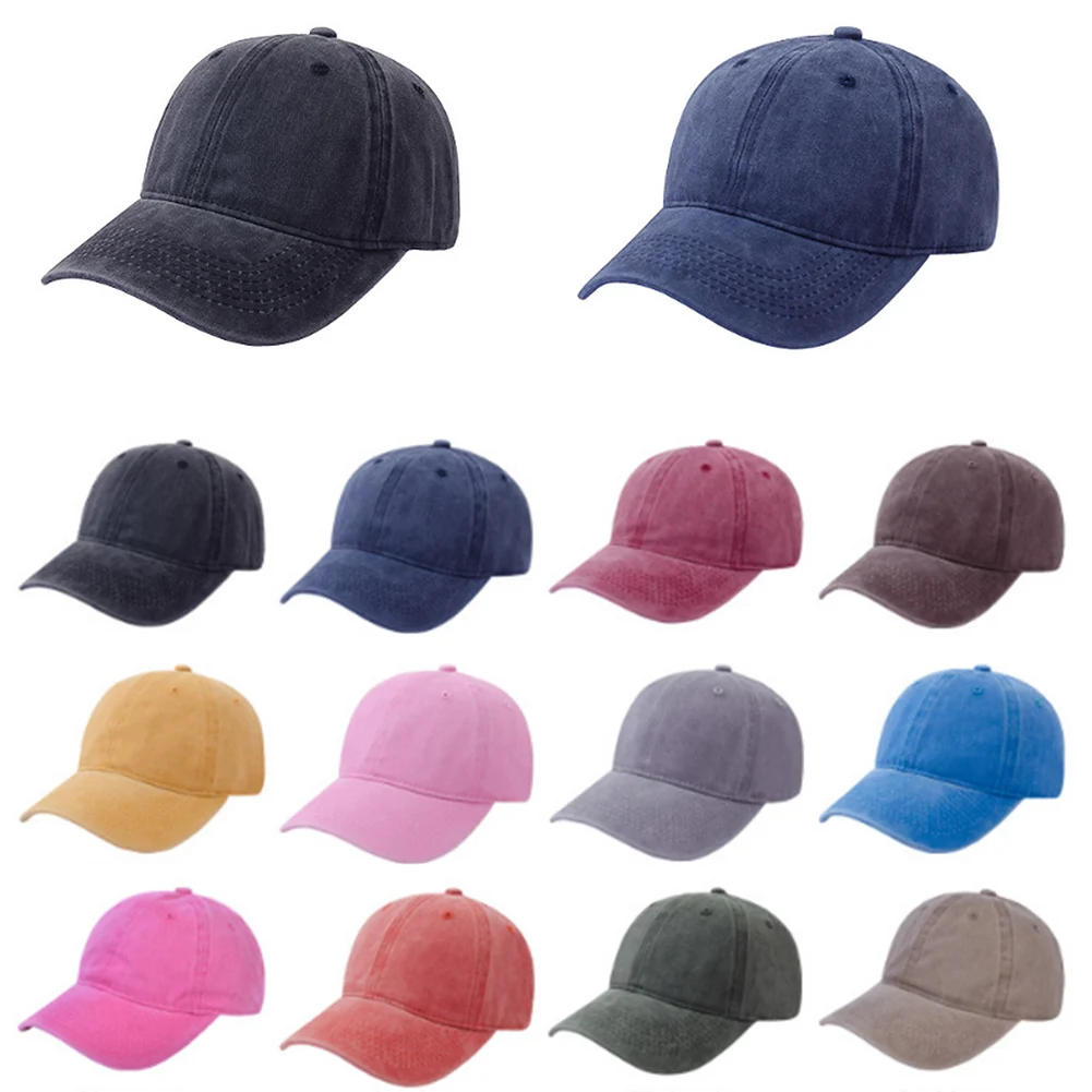 washed denim baseball cap
