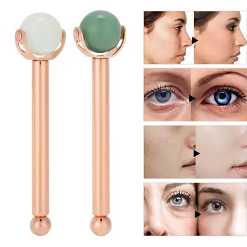 

Single Metal Round Jade Stone Face Skin Massage Roller Anti Wrinkle Anti-aging Massager Face Care