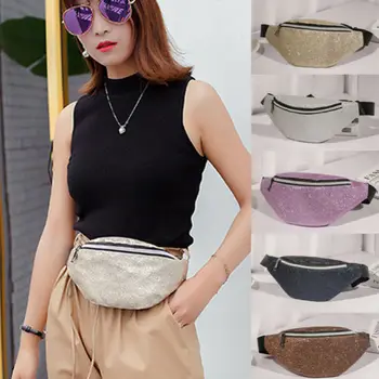

Fashion Women Men Unisex Bling Hip Waist Pack Belt Pouch Sparkling Waist Bag Belt Clutch Purse Wallet Bags
