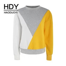 HDY Haoduoyi 2018 Contrast Stitching Loose Round Neck Pullover Sweater Winter Autumn Warm Fashion New Arrival Tops For Female HDY Haoduoyi 2018 Contrast Stitching Loose Round Neck Pullover Sweater Winter Autumn Warm Fashion New Arrival Tops For Female