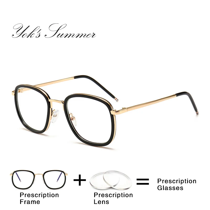 

YOK'S Women Square Prescription Glasses Men Personality Metal Frame Eyeglasses Aspheric Myopia Hyperopia Optical Eyewear WN1228