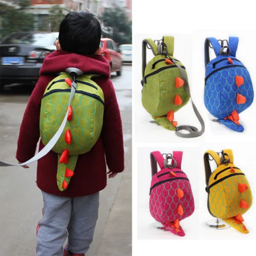 

US Stock Childrens Safety Harness Backpacks Girl Boys Anti-lost Dinosaur Package Prevent Kids Lost School Dinosaur Bag With Tail