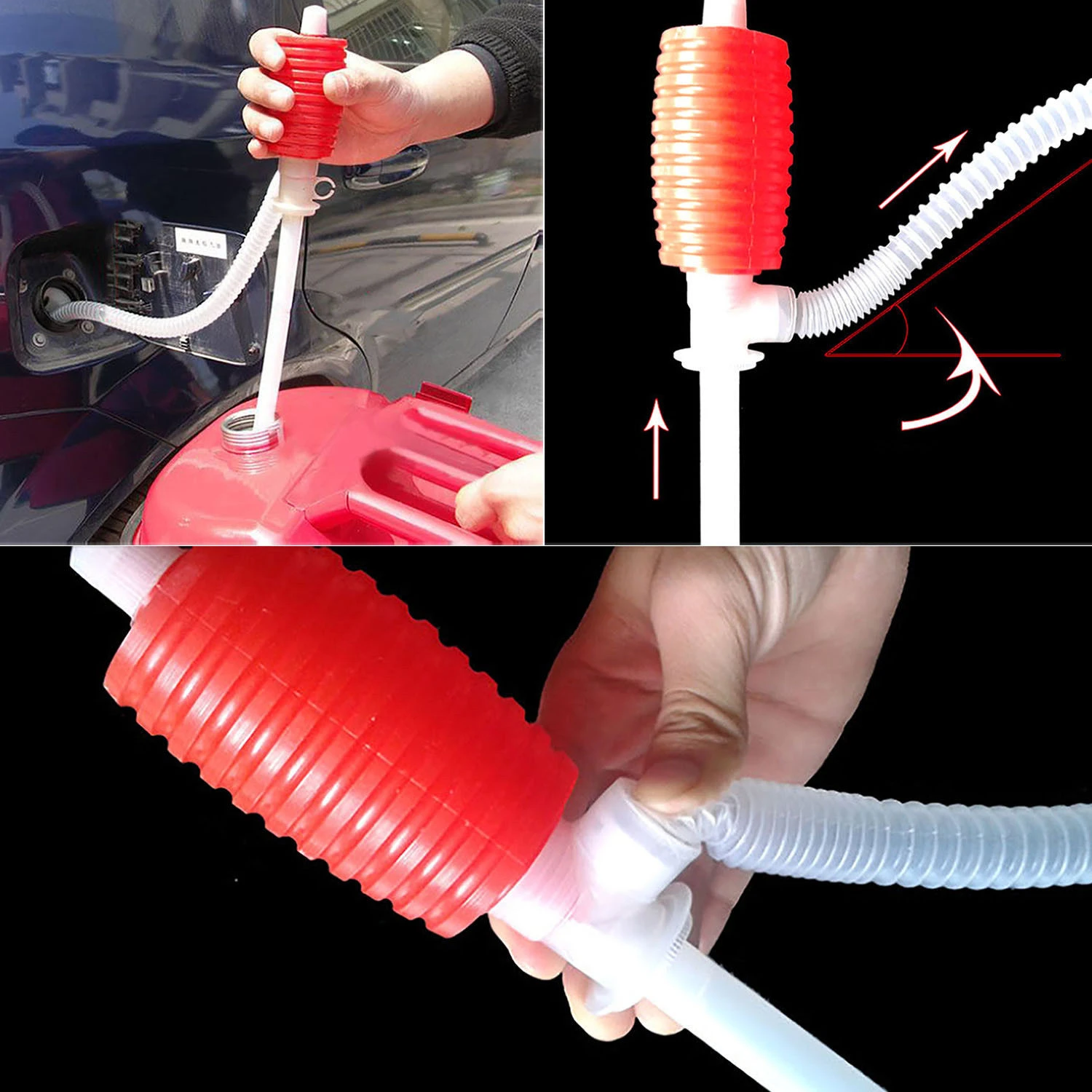 Portable Car Manual Hand Siphon Pump Hose Gas Oil Syphon Transfer Pump