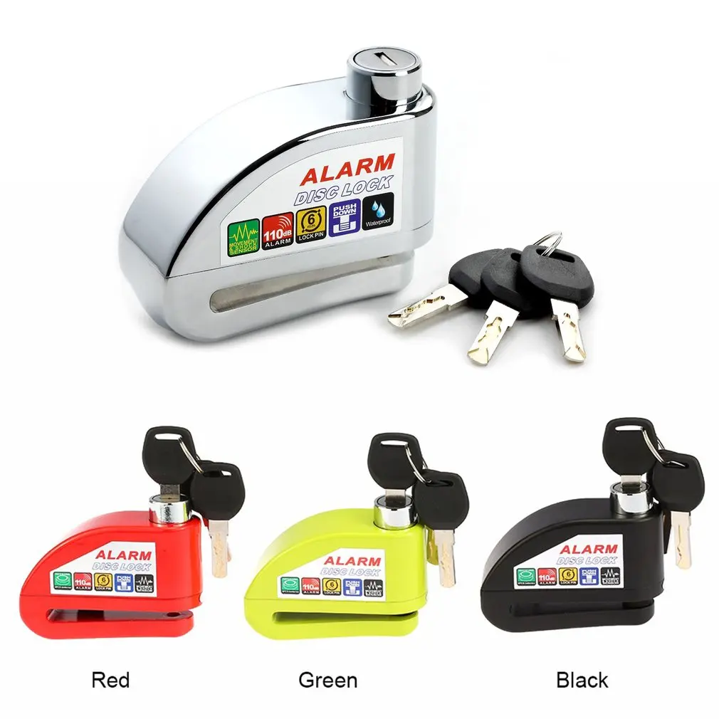 

Moto Motorcycle Alarm Lock Disc Lock Scooter Bicycle Disc Brake Lock Security Anti-theft Alarm Lock with 3 Keys