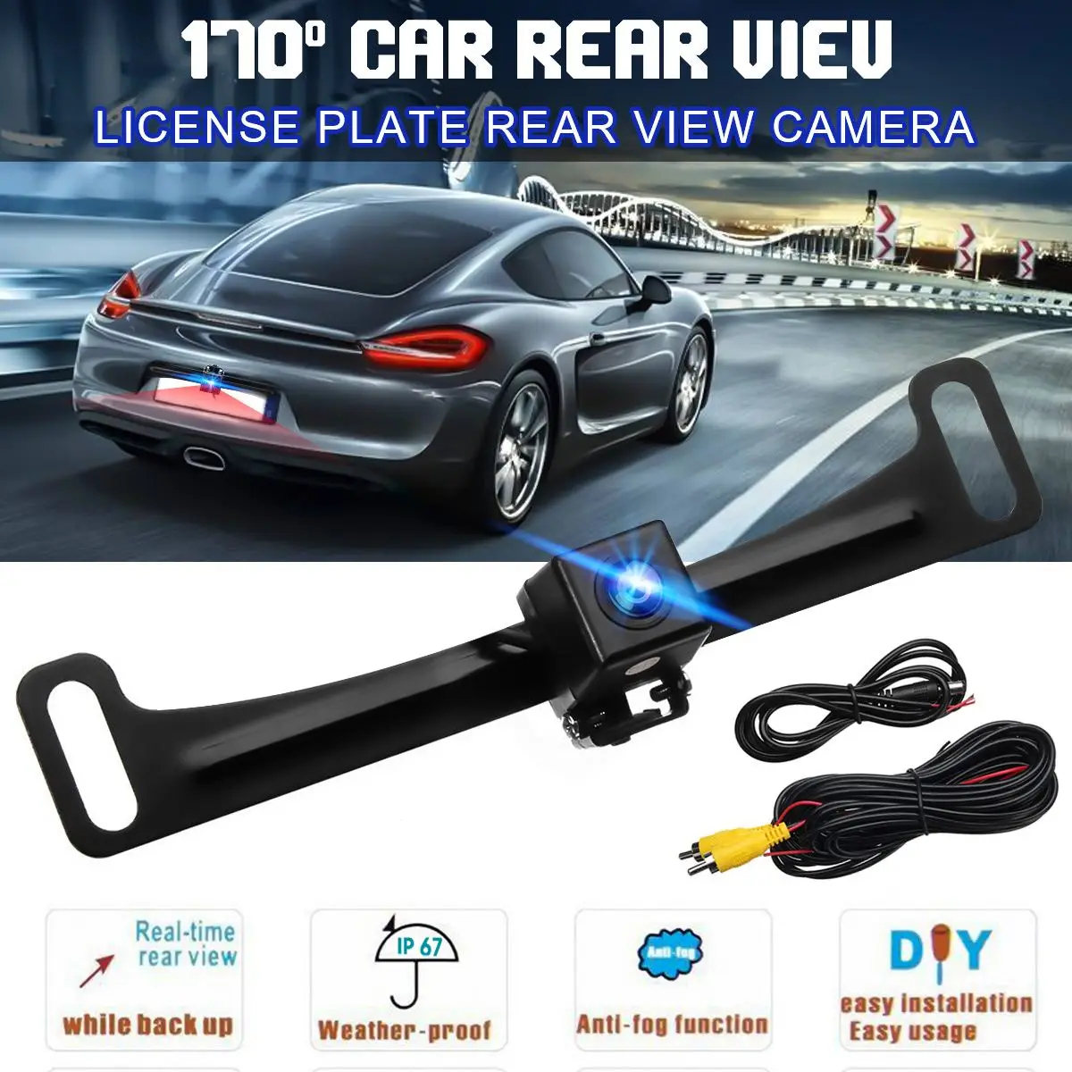 

170 CMOS Waterproof Car Rearview Reverse Backup Parking HD Camera License Plate for SUV/Pickup/Truck/etc