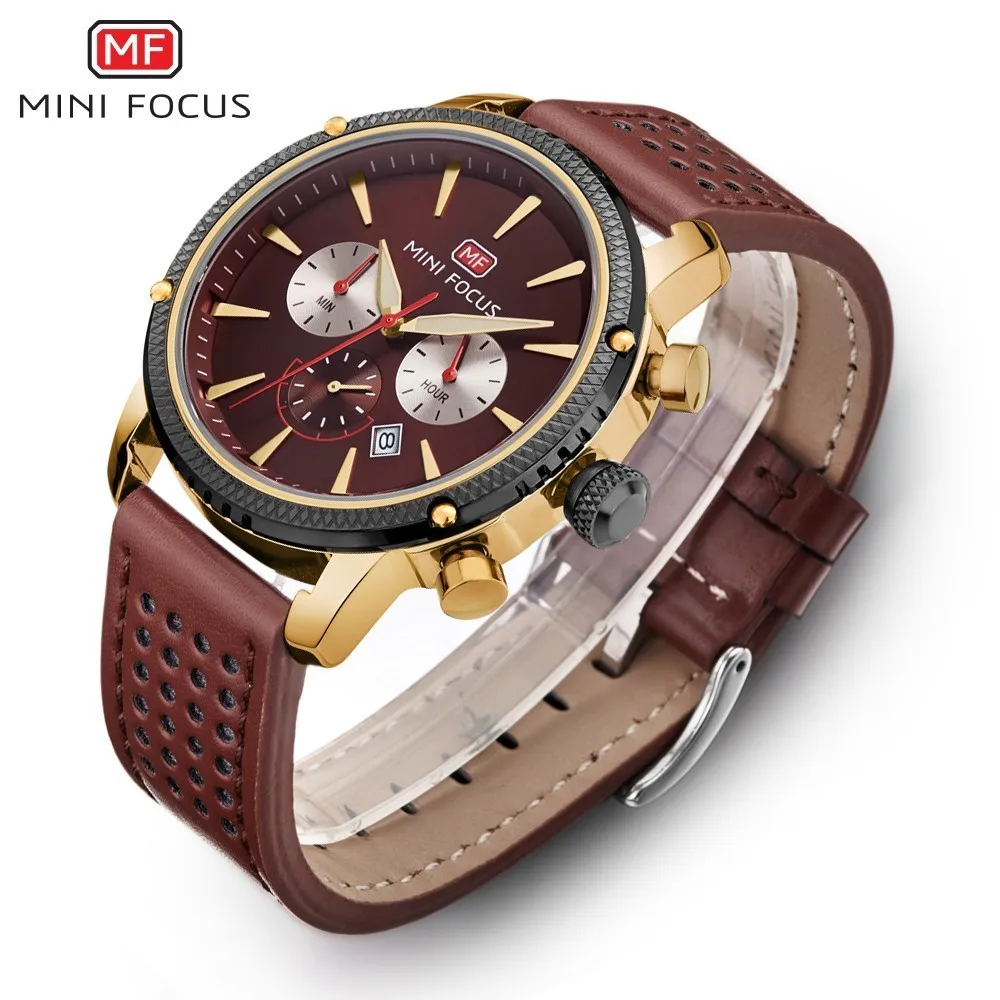 Мини фокус известные мужские часы Роскошные брендовые кожаные часы кварцевые наручные часы мужские спортивные часы с хронографом для мужчин часы