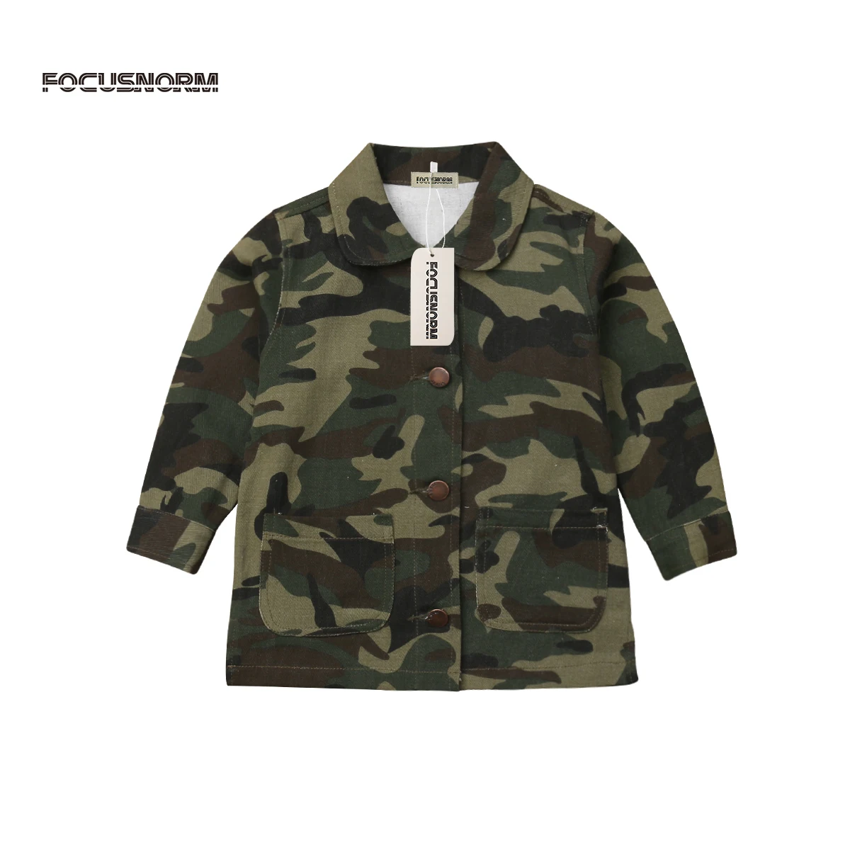 Brand New Toddler Girl Kids Autumn Back Pattern Camo Button Long Sleeve