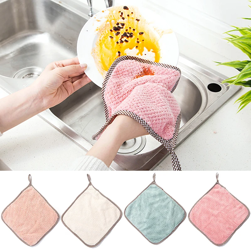 

Sale 1PC Coral fleece Kitchen Cleaning Sink Wipe Wiping Rag Dish Towel Home Super Absorbent Clean Cloth Cleaning Towels