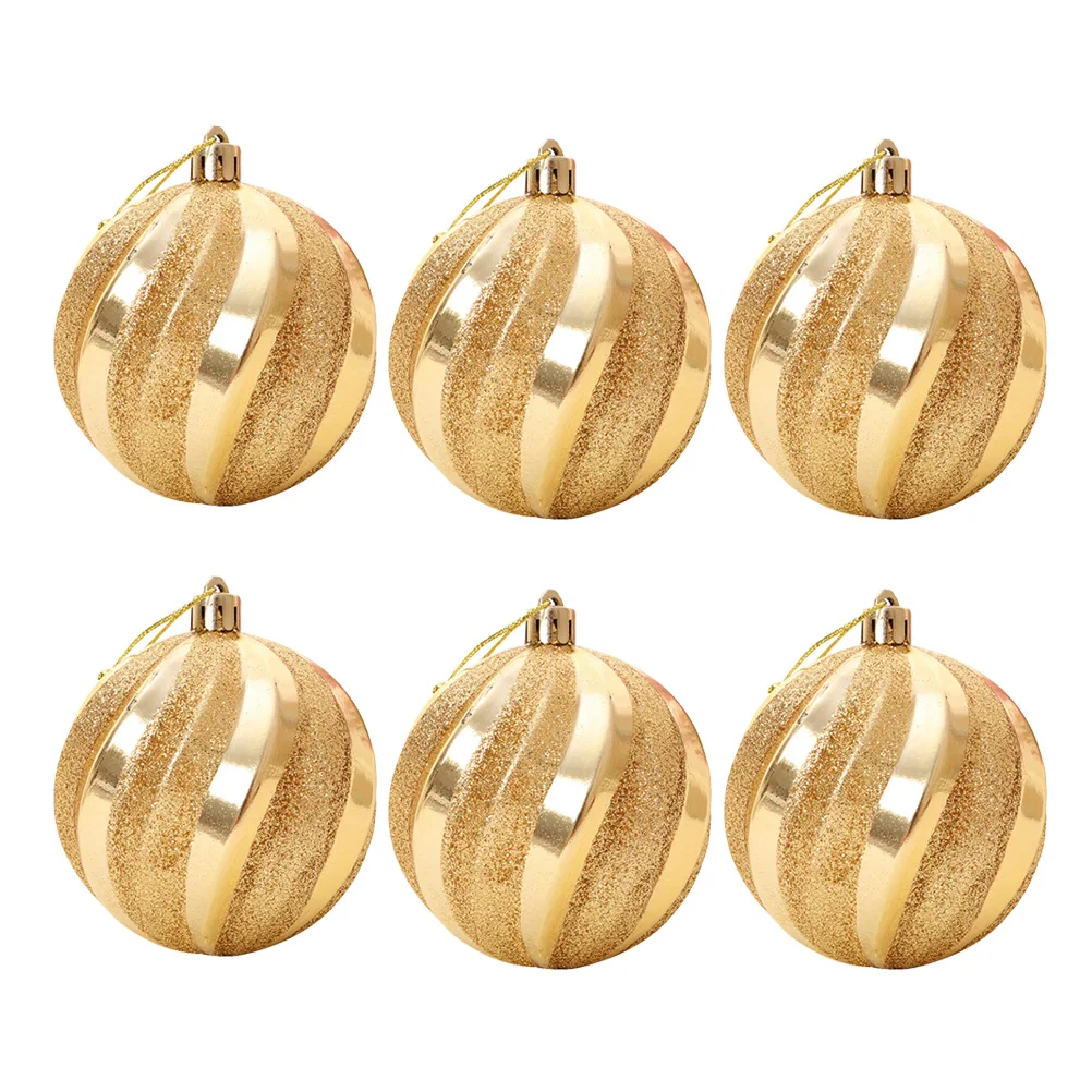 

6pcs Christmas Tree Hanging Ornaments Glitter Ball Pendant Christmas Holiday Home Party Decoration (Golden)