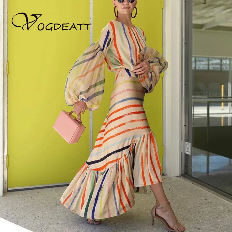 

Bohemia 2019 New Lantern Stripped Women In Dressed Sexy Sexy Plissado Irregular Maxi Bodycon Dressed In Empire