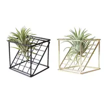 Подставка для цветов, железная отдельно стоящая подвесная стойка, держатель, двухслойная геометрическая форма, квадратная сетка, Воздушная подставка для растений
