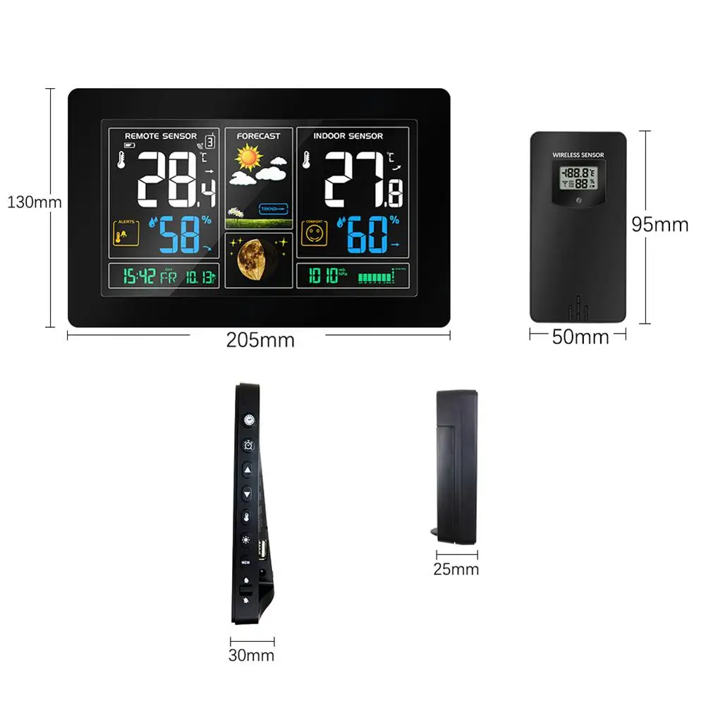 

Color Big Screen Weather Forecast Clock Wireless Radio Multifunction Electronic Alarm Temperature Humidity Calendar US EU UK