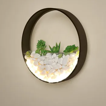

New Modern LED Wall Lamp Bedroom Bedside Decor Metal Wall Sconce White Black Lights Round Wall Mounted Artificial Flowers Stone