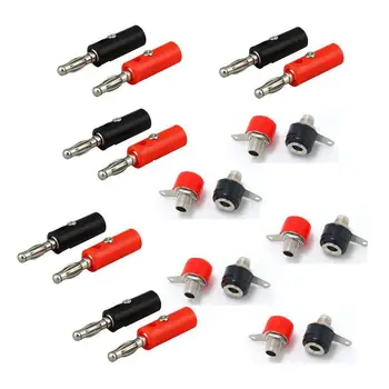 

4mm 10pcs Banana Plugs and 10pcs Banana Sockets (Black and Red) Jack Connectors