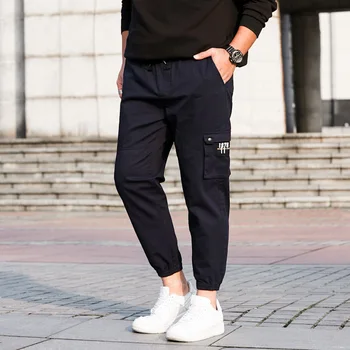 

Plus Size Big Men Cargo Pants Casual Men Elastic Waist Multi Pocket Overall Cotton Pants Male Long Baggy Large Trouser 6xl 8xl