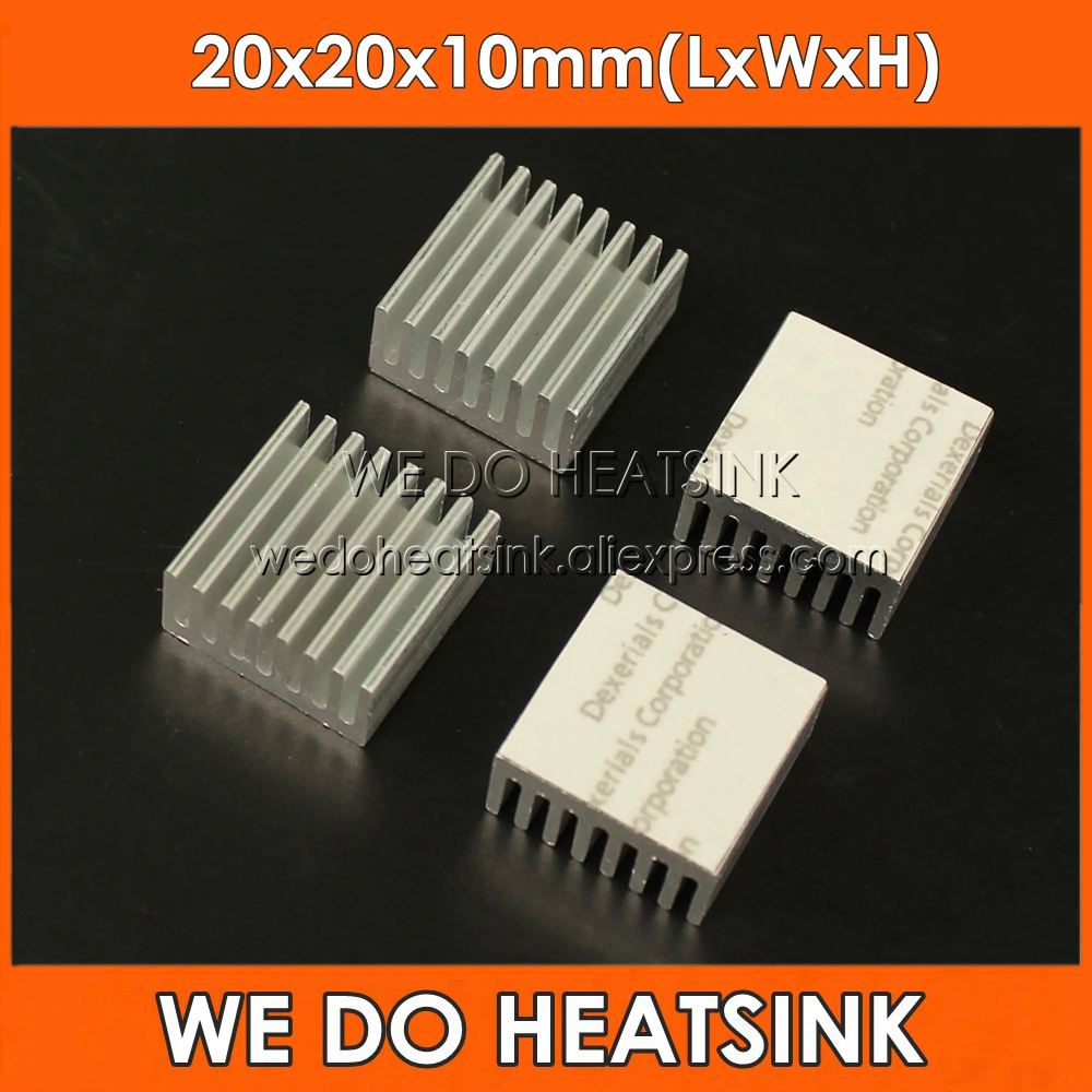 

8pcs 20x20x10 mm Aluminum IC LED Cooling Cooler Heatsink Heatsinks With Thermal Conductivity Adhesive Tape