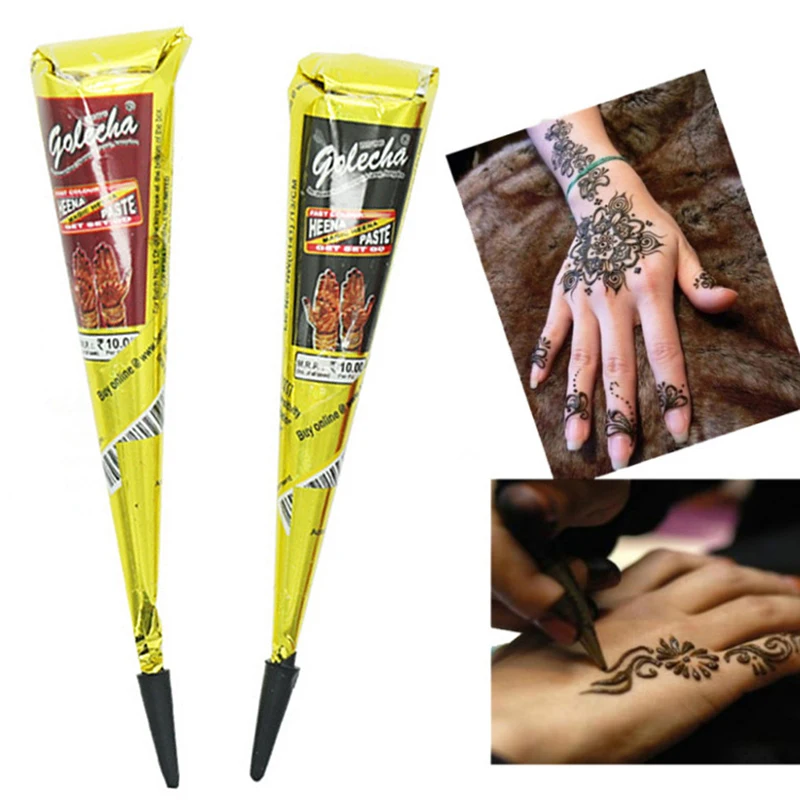 

Temporary Drawing for Tattoo Stencil Paint DIY Waterproof Paste Cone Painted Tattoo Finger Body 1 Piece Indian Henna Black Color