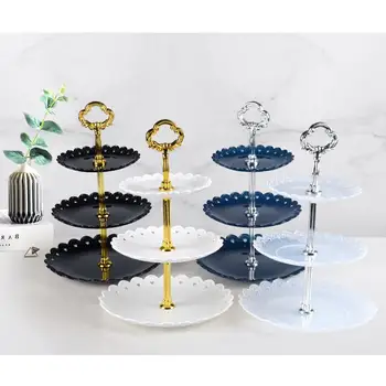

Three-layer Fruit Plate Cake Stand Dessert Vegetable Storage Rack Kitchen Accessories