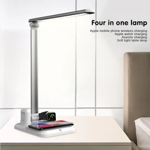 4 светодиодный 1 Светодиодная настольная лампа Беспроводное зарядное устройство для Apple Watch iPhone X XS Max Airpods сенсорный вкл/выкл переключатель три режима света настольная лампа