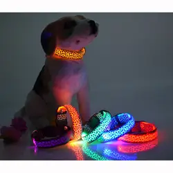 Светодиодный ошейник нейлон поводок для собак домашних животных безопасность ночное ожерелье анти-потерянный мигающий блеск ошейник для