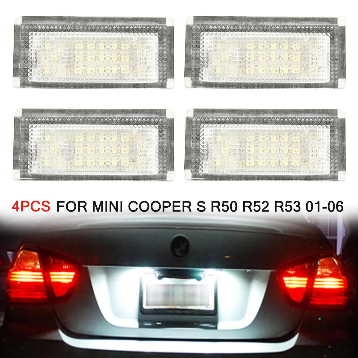 4 PCS Car LED Number License Plate Lights 6000K Plate Light Bulb For