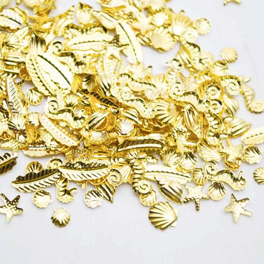 3D розовое золото пустая металлическая рамка Золотые Заклепки Аксессуары для маникюра смешанный размер оболочки слайдер украшения для ногтей украшения для дизайна ногтей MJZ2121