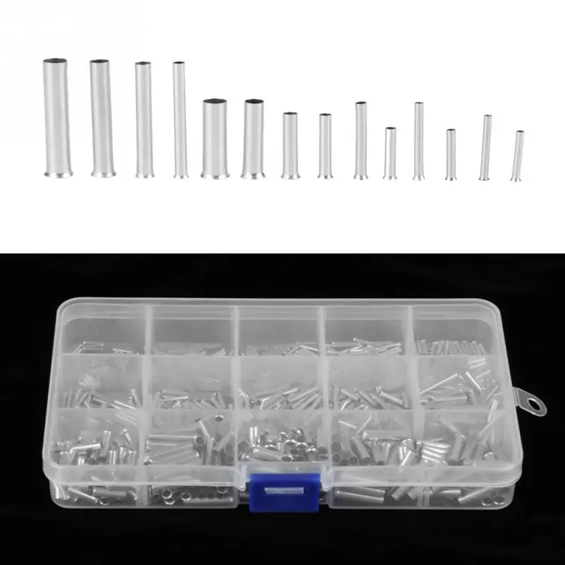 700 шт./кор. 14 значений 10-22 AWG неизолированные наконечник Медь терминалы ассортимент комплект для наложения оболочки проводов кабеля