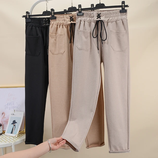 Women Pants 2019 Spring Summer Female Fashion Solid Elastic Waist Casual Trousers Harem Pants Sweatpants Pencil Pant Pantalon