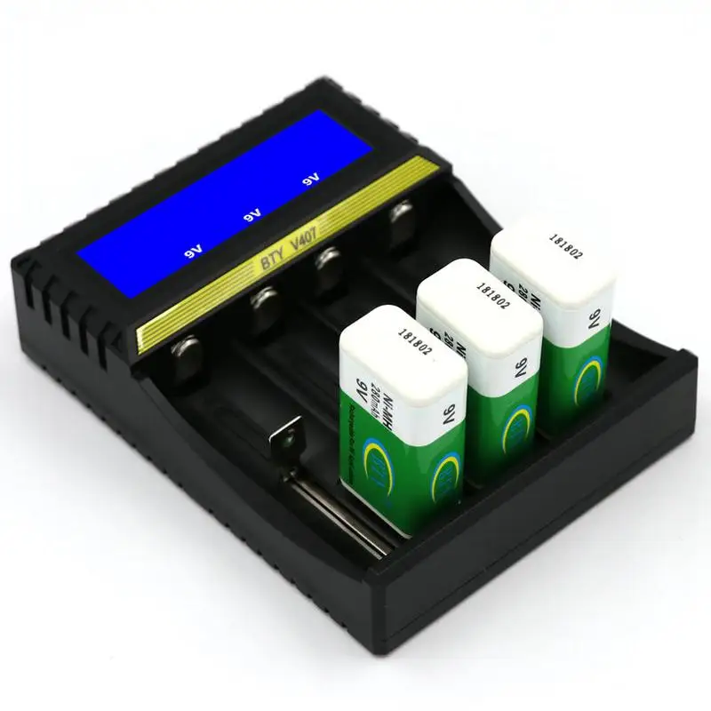 BTY V407 зарядное устройство Li Ion fe Ni MH CD умное быстрое для 18650 26650 6F22 9V AA AAA 16340
