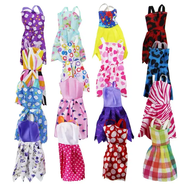 Random 10/20 Sets Mini Dress Ba Doll Bie Colorful Summer Sleeveless Dollhouse Accessories 11.5 Inch Doll Clothes 30cm Girl Toy 6