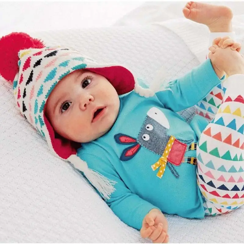 

2pcs Colorful Donkey Long Sleeve Clothing Set Warm Cotton Tops Pants Suit 2pcs Colorful Donkey Long Sleeve Clothing Set Warm