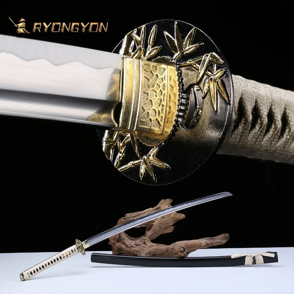 

RYONGYON Handmade Katana Real Sword Sharp Genuine Japanese Samurai Sword Japan Ninja Sword 1045 steel Full Tang Blade A504
