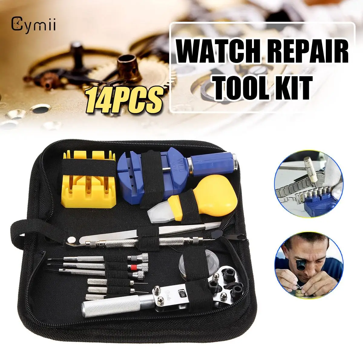 

14Pcs Watchmaker Watch Tools Clock Repair Tool Kit Opener Link Pin Remover Set Spring Bar Watch Repair Tools