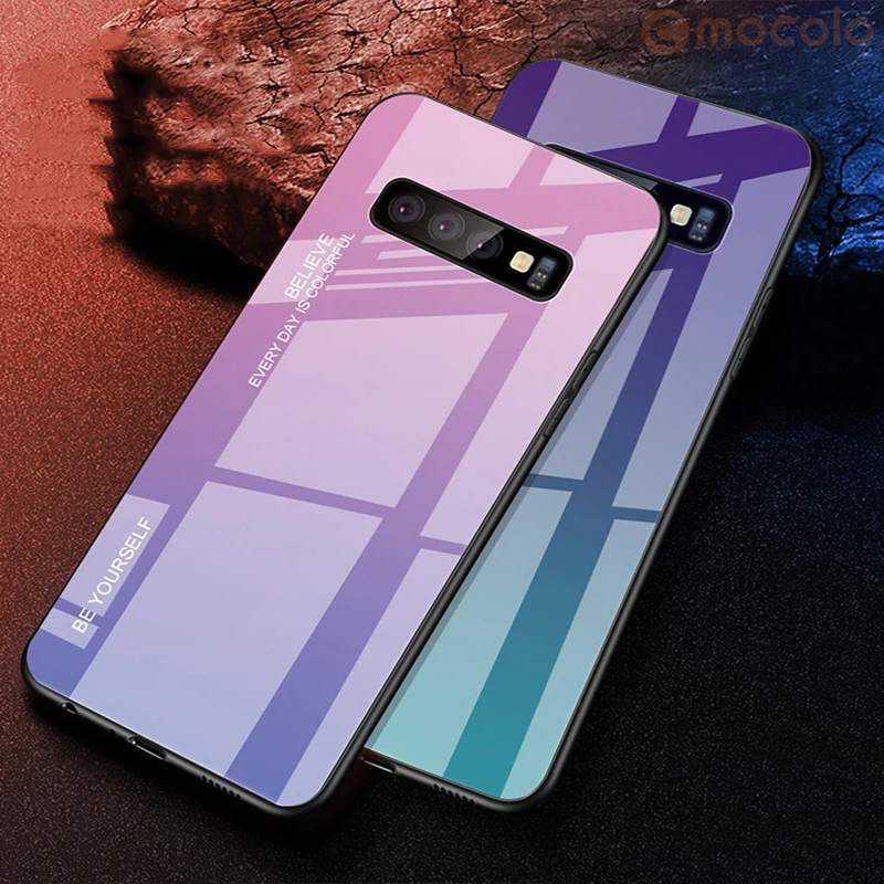 Ocolor для samsung Galaxy S10 чехол телефона закаленное Стекло градиент замена крышки плюс