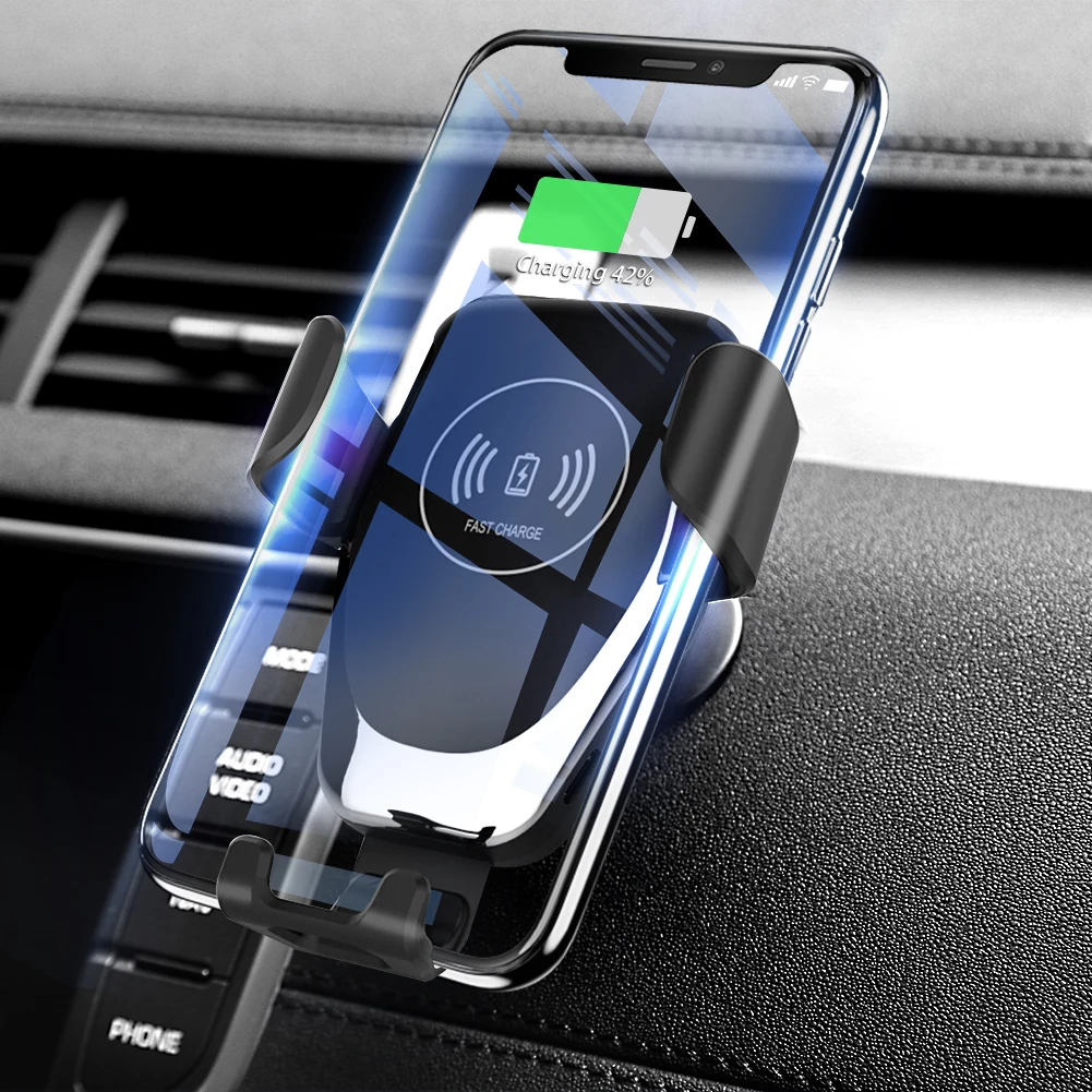 

Car Mount Qi Wireless Charger Automatic Clamping Car Charging Phone Holder for iPhone X 7 8 Charger for Samsung Huawei Xiaomi
