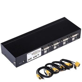 

4 Port DVI Switch KVM Switch with Audio Auto Hotkey Switcher Mouse Keyboard 4 PC 1 Monitors with Original Cable