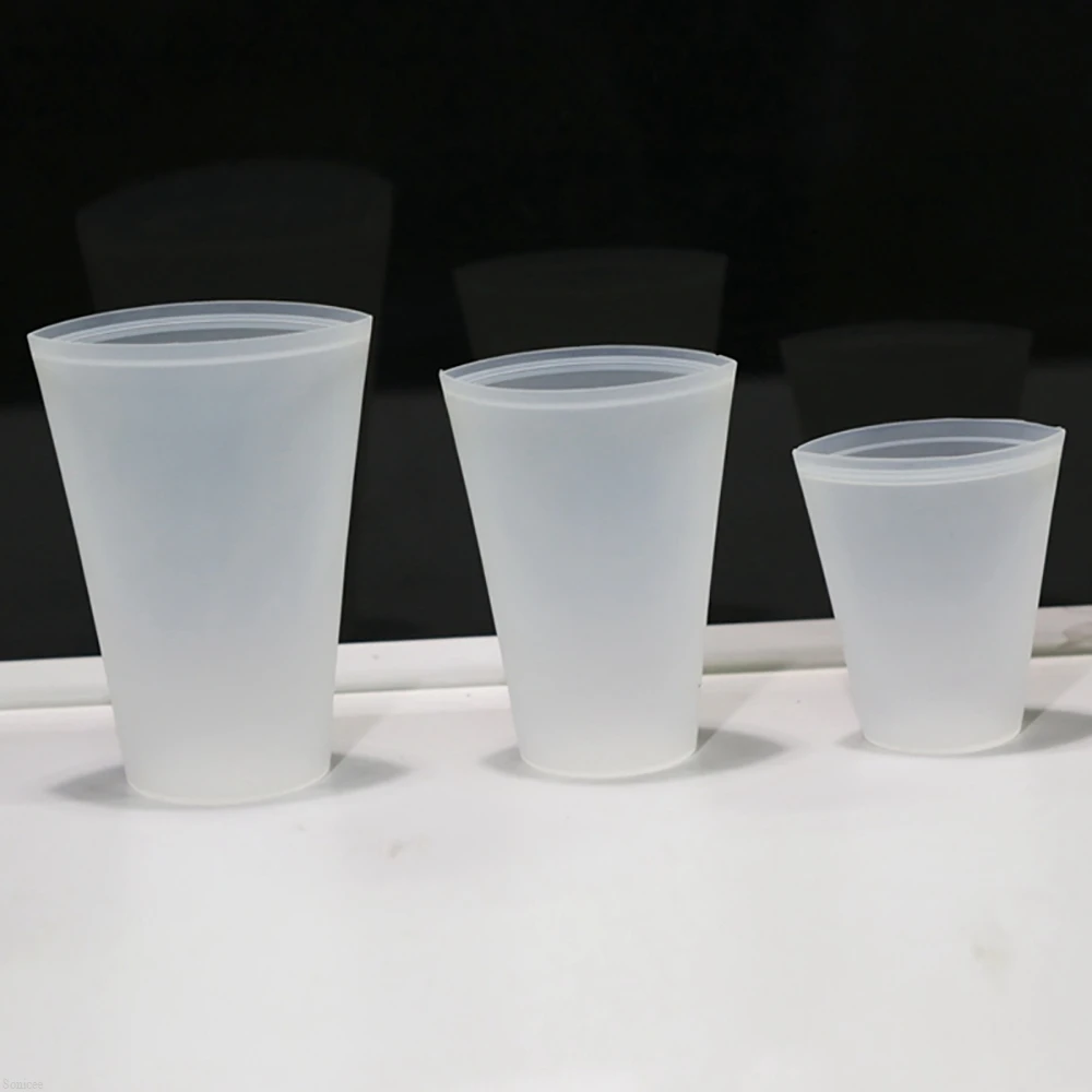 

1pc Silicone Fresh Keeping Cup Food Storage Box Juice Containers Leakproof Reusable Stand Up Zip Shut Botttle Fresh Keep Cups 3