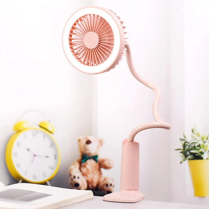 

Portable Mini Flexible Clip Fan with Night Light High Strength Material USB Rechargeable Fans Only White Color