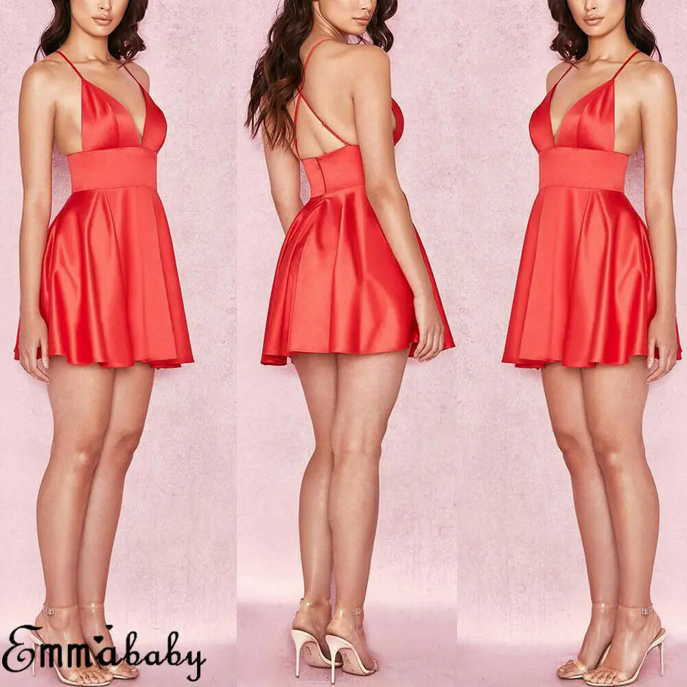 

2019 New Fashion Womens Sexy Sleeveless Nightgown Short Mini Sleepweaer Underwear Dress