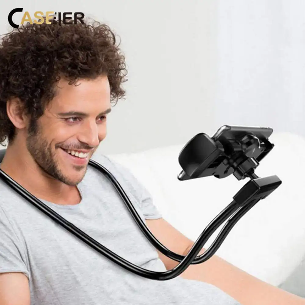 

CASEIER 360 Rotation Neck Phone Holder For iPhone Samsung Neck Phone Holder Car Stand Desk Holders For Cell Phone
