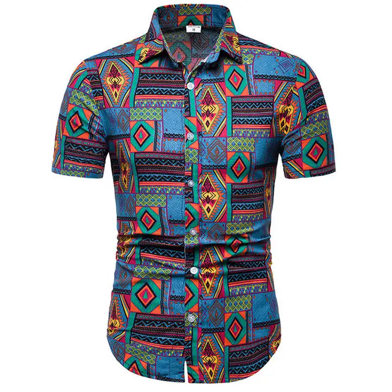 

2019 Mens Hawaiian Shirt Male Casual camisa masculina Printed Beach Shirts Short Sleeve brand clothing Free Shipping Asian 5XL