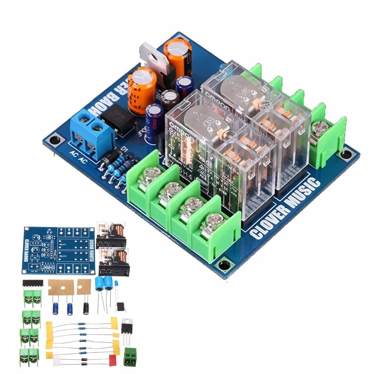 

LEORY Dual Relay 7812+UPC1237 Speaker Protection Board Module for 500W Max Amplifier DIY Kit 12-24V AC 70mmx57mm