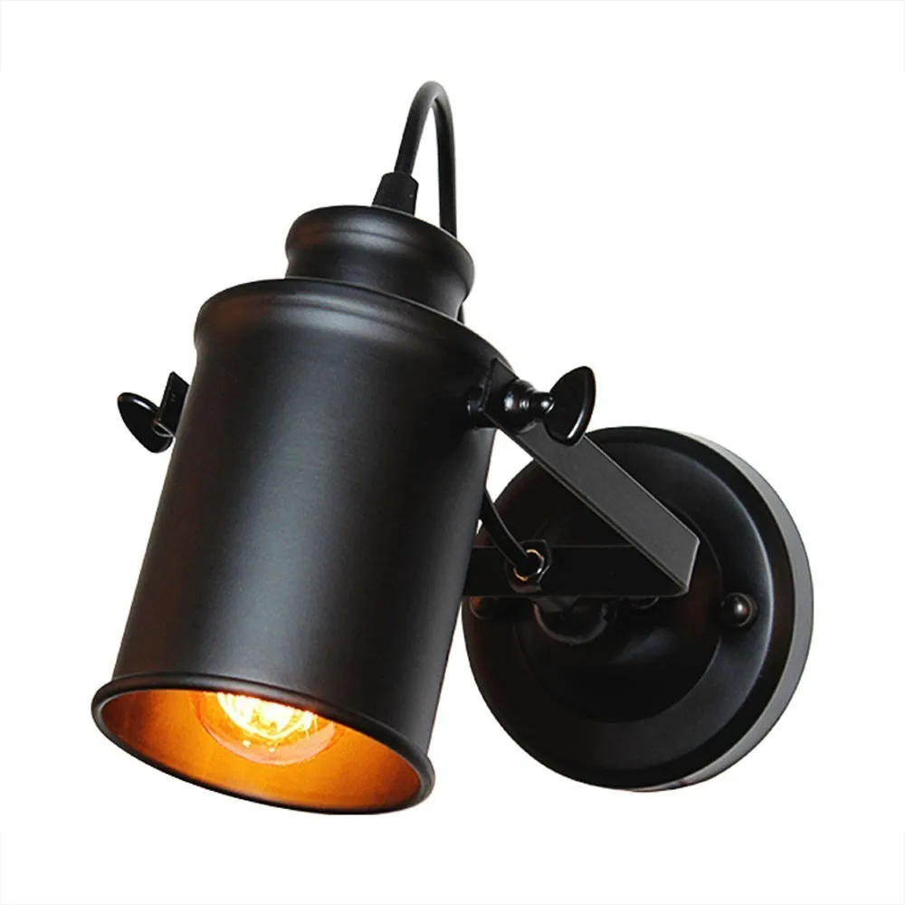 

Vintage Wall Lamp American Retro Country Loft Style LED Lamps Industrial Black Iron Wall Light For Bar Cafe Home Lighting