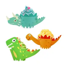 12 комплектов 3D мультфильм Динозавр обертки для кексов украшение торта, выпечки обертки детская игрушка в ванную день рождения DIY принадлежности
