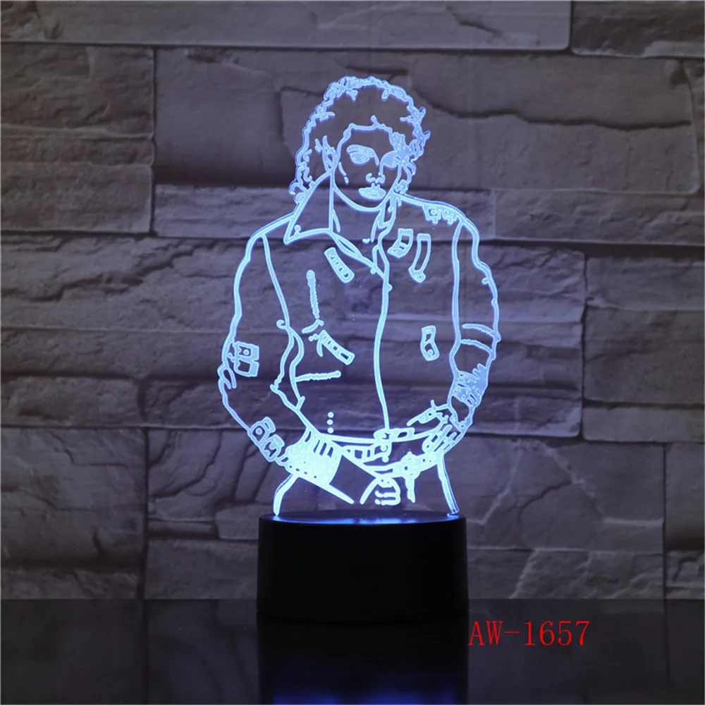 MJ Michael Jackson Sign 3D illusion Lights Table Desk Lamp 7 Color