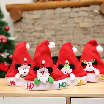 

Bright Christmas Hat 2019 New Year's Caps For Child Cute Santa Claus Caps Xmas Holiday Party Decoratives Supplies Candy Colors