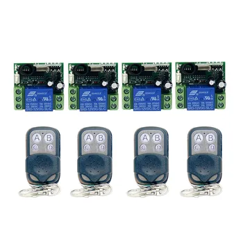 

DC12V 1 chanal RF Wireless Remote Control Switch 4 Transmitters with 4 Button Controllers & 4 Receivers for home lamps, LED