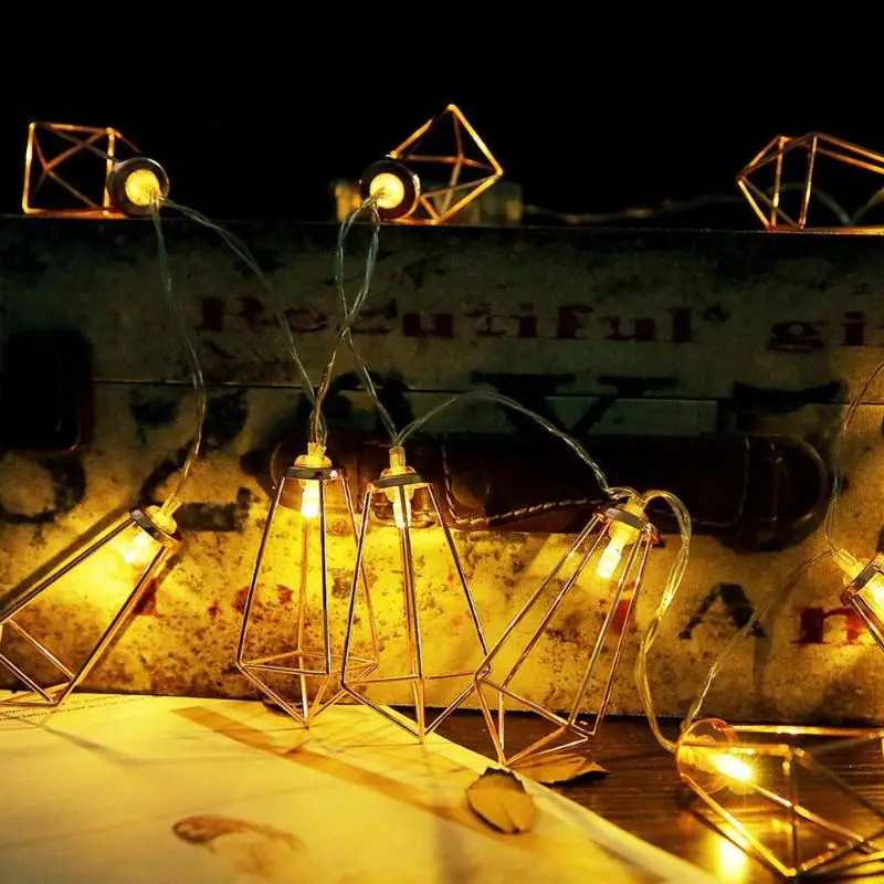 

1.16M Geometric Shape 10 LED String Lights Battery Operated Warm White Led garland Curtain Party Wedding Home Decoration Garland