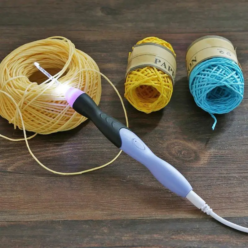 9 в 1 засветиться крючки вязальные Вязание иглы USB Перезаряжаемые светодиодный Вязание инструменты тканый свитер швейная фурнитура